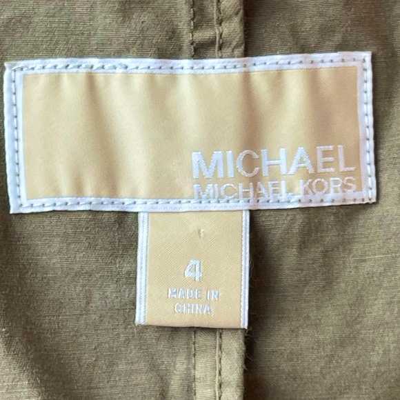 Michael Kors 90s Y2K Utility Jacket Sz 4 Xs; Zipper Trim Ruffles, Khaki Green - Picture 10 of 11